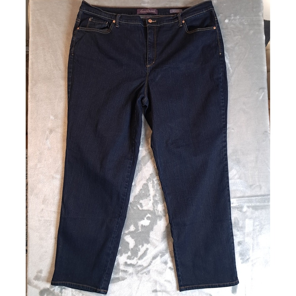 Gloria Vanderbilt Amanda Straight Leg Jeans Women's 20W Stretch Denim Dark Wash